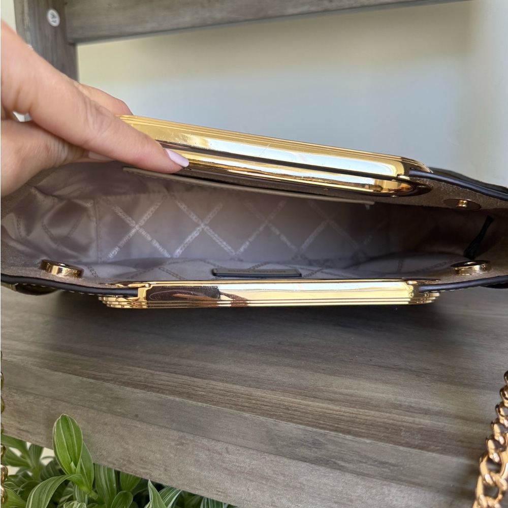 Michael Kors Metallic Gold Saffiano Shoulder Bag - Picture 5 of 5